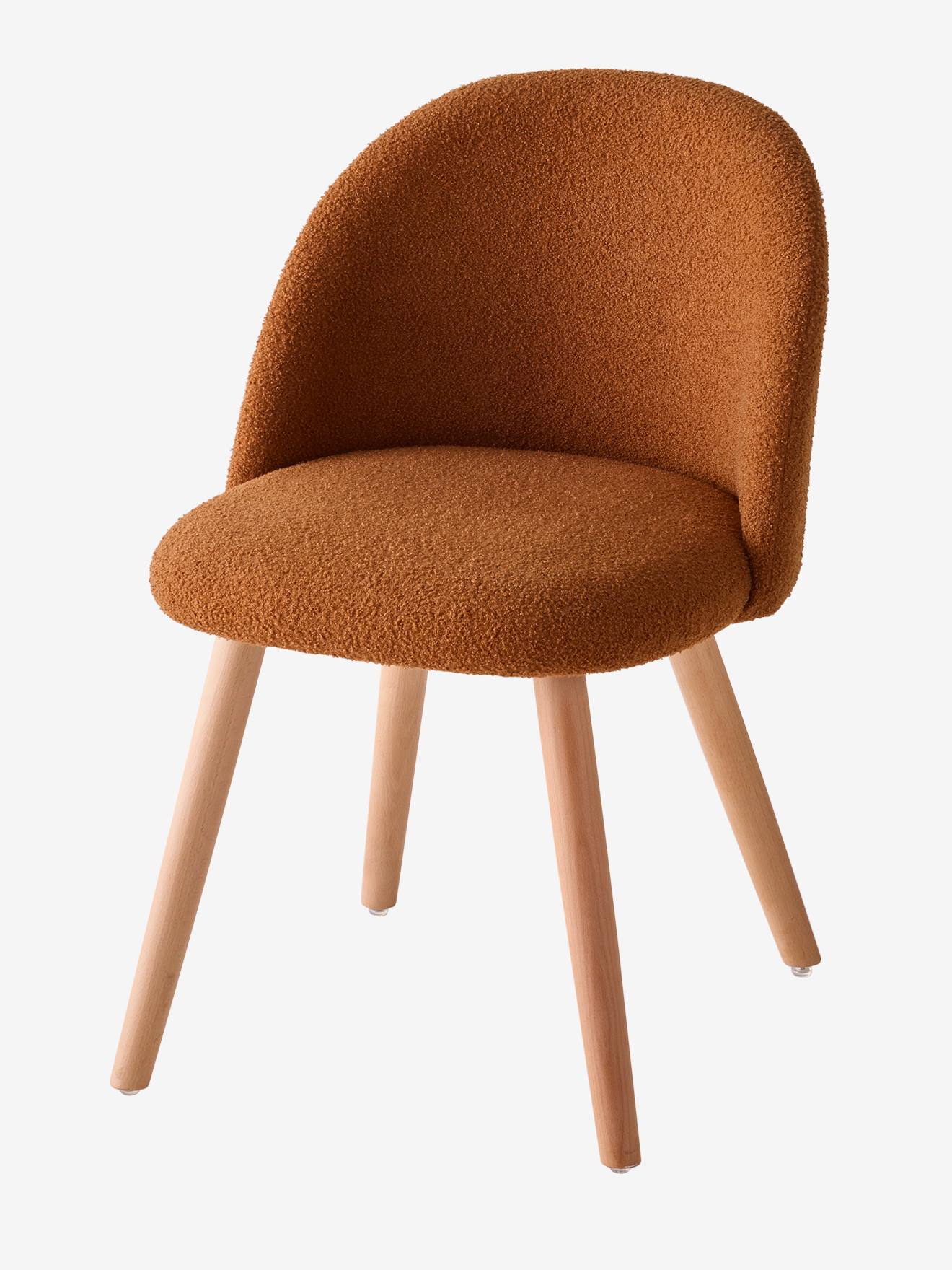 Chaise fausse fourrure enfant cannelle