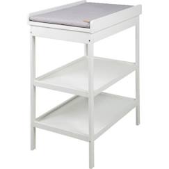 -ROBA Table à Langer + Matelas à Langer Gris Piqué "roba Style" - Laqué Blanc