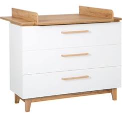 Puériculture-Commode à Langer ROBA Finn avec 3 Tiroirs - Fermeture Progressive - Blanc / Chêne Doré