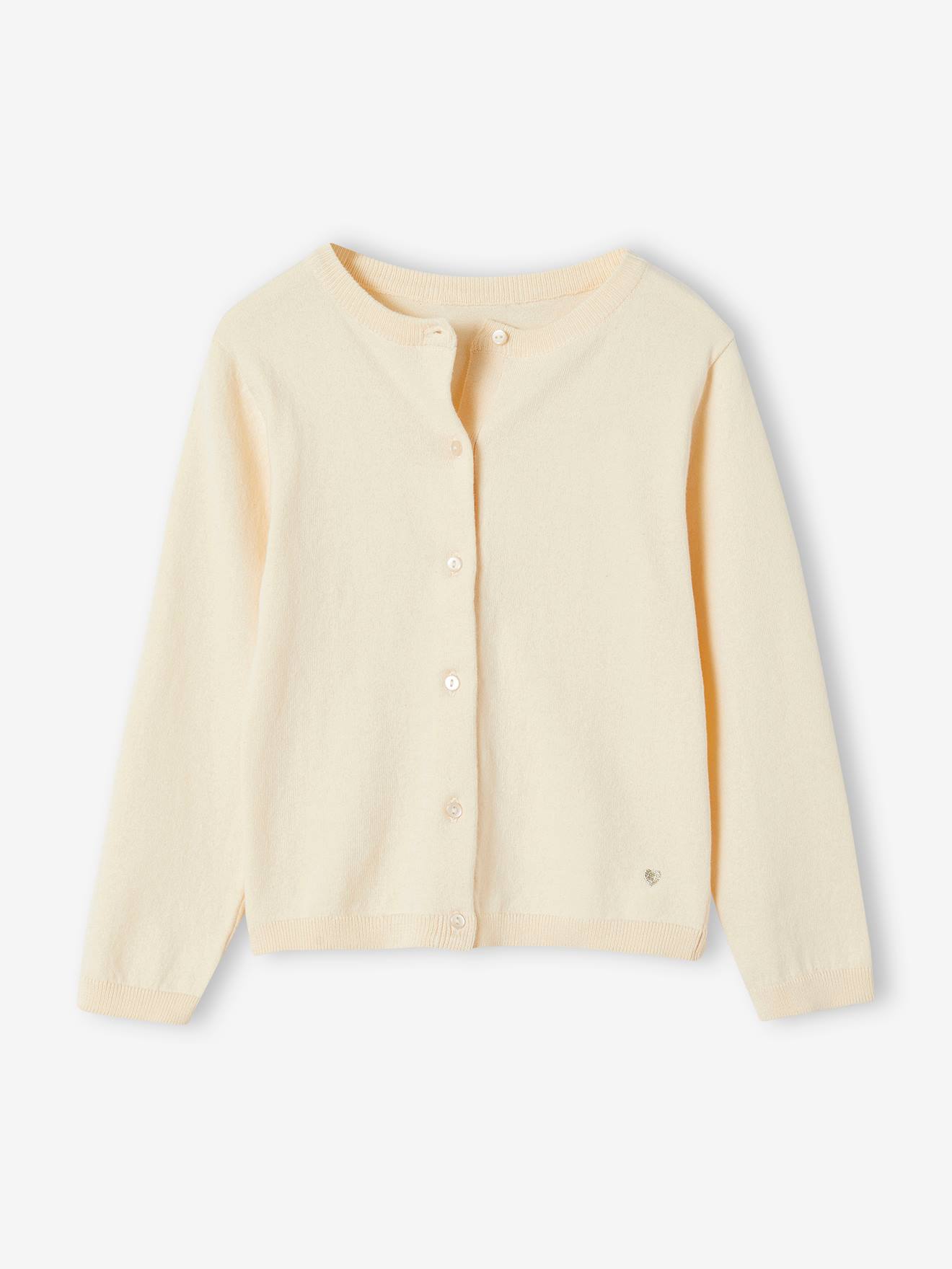 Gilet fille en maille fine vanille