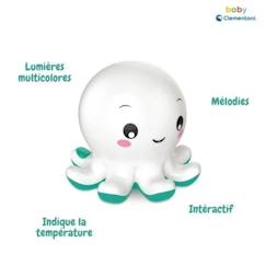 Jouet-Jouet de bain interactif Baby Clementoni - Colin le poulpe lumineux et musical