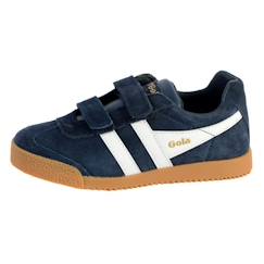 Chaussures-Chaussures fille 23-38-Baskets, tennis-Basket Gola Enfant - GOLA - Harrier Velcro - Navy Red Sun - Cuir - Scratch