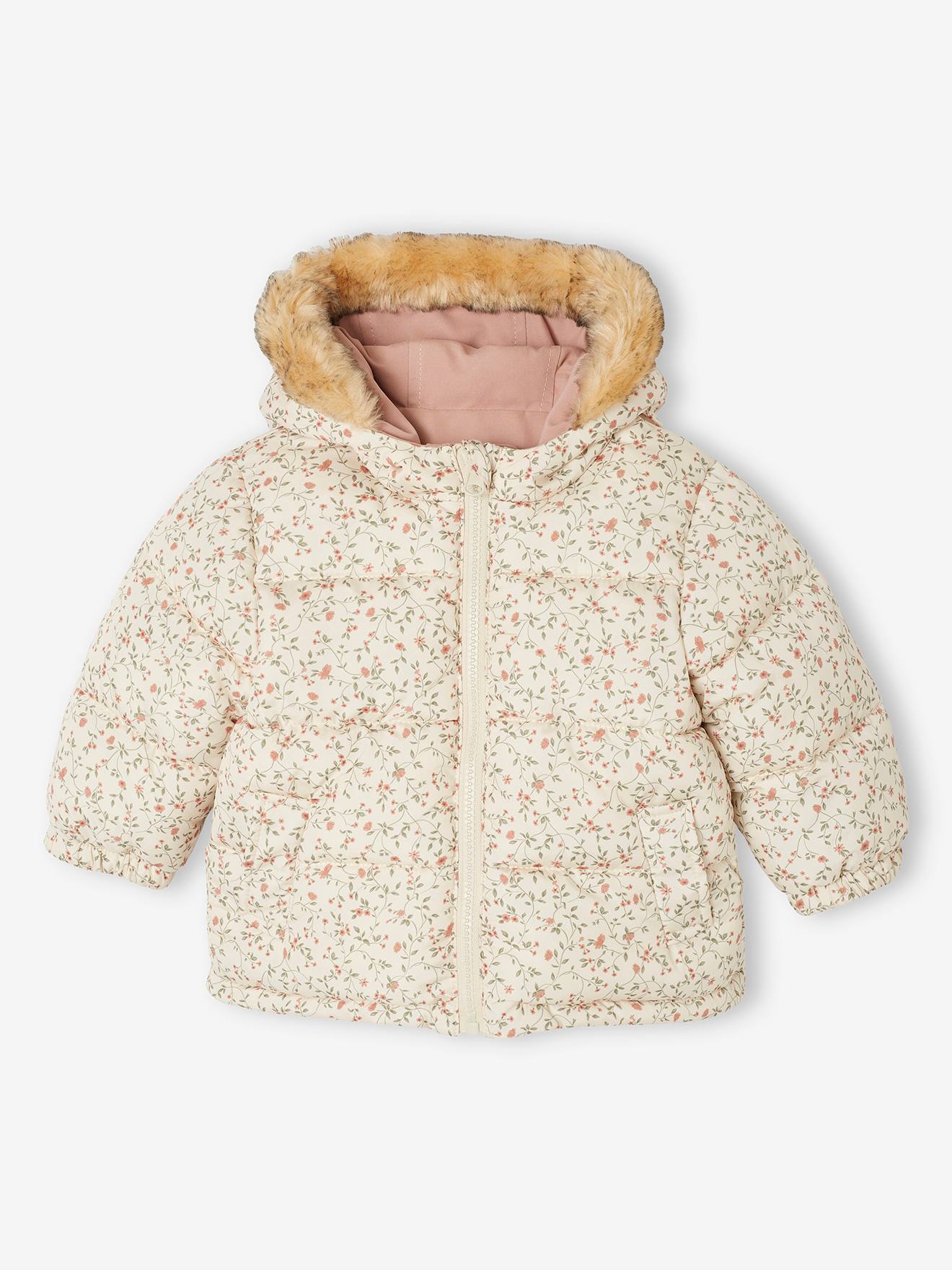 Parka/doudoune réversible bébé vieux rose
