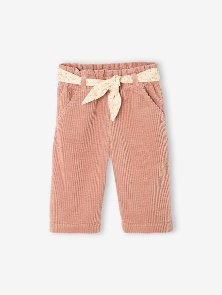 Bébé-Pantalon large en velours ceinture à fleurs bébé