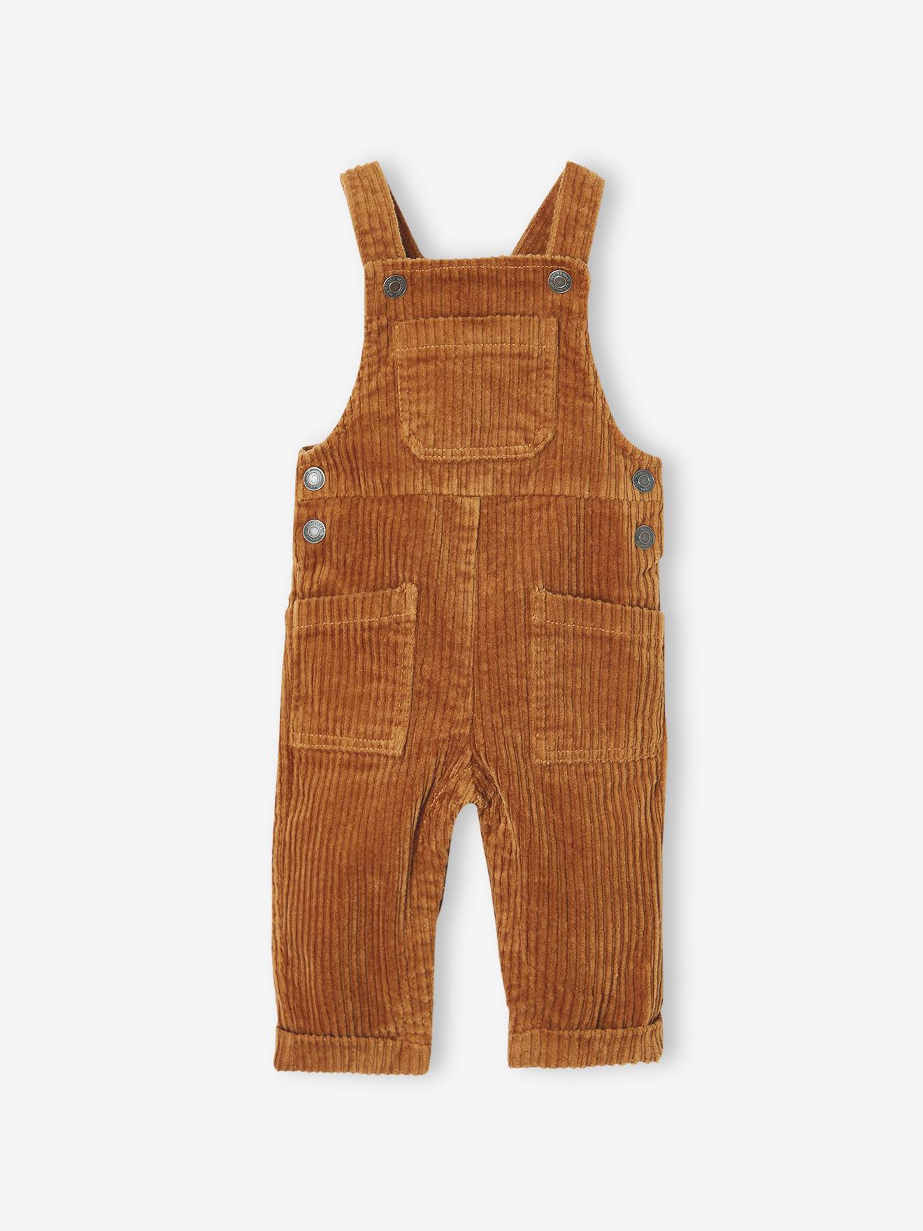 Salopette large en velours bébé garçon caramel
