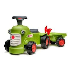 Jouet-Porteur Tracteur Claas 1er âge avec remorque et accessoires - FALK - Dès 12 mois - Fabriqué en France - 90% de plastique recyclé