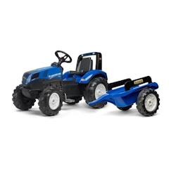 Jouet-Tracteur à pédales New Holland avec remorque - Dès 2 ans - FALK - 100% Fabriqué en France - Contient 60% de Plastique recyclé