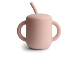 Puériculture-Tasse d'apprentissage avec paille - Rose Blush - Verre bébé - Mushie