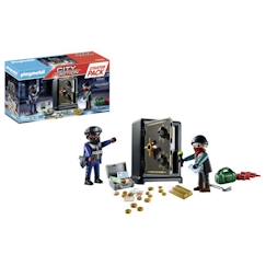 Jouet-PLAYMOBIL 70908 Starter Pack Policier cambrioleur de coffre-fort, les policiers, Dès 5 ans