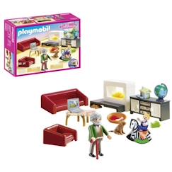 -PLAYMOBIL 70207 Salon avec cheminée, Dollhouse La Maison Traditionnelle, 36 pièces, Dès 4 ans