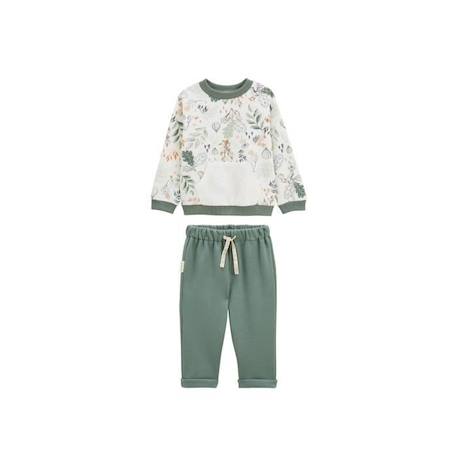 Bébé-Ensemble bébé sweat-shirt et pantalon en molleton - PETIT BEGUIN - Merlin - Kaki - Vert - Molleton gratté