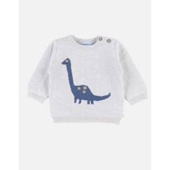 -Pull en tricot - Non spécifié - Non spécifié - Beige - Col arrondi - Dino appliqué