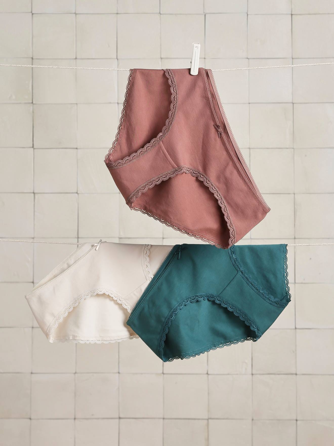 Lot de 3 culottes de grossesse en coton bio vert émeraude