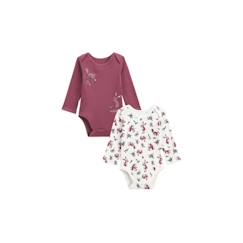 Bébé-Body-Lot de 2 bodies bébé manches longues PETIT BEGUIN - Meilleure Copine - Rose - Label OEKO-TEX ®