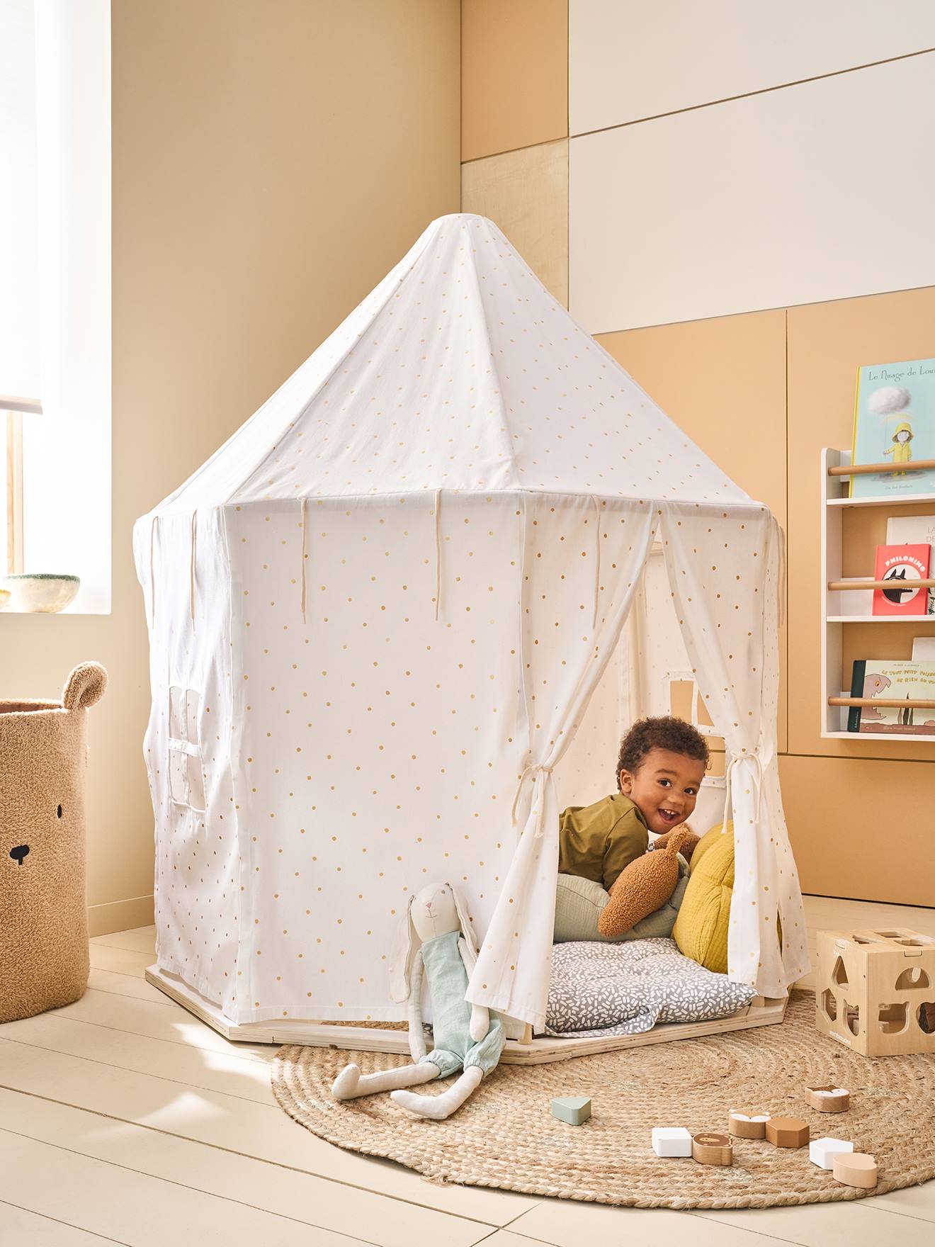 Tente hexagonale bois FSC® blanc