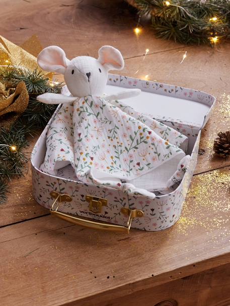 Vertbaudet - Doudou lange souris personnalisable avec mallette rose