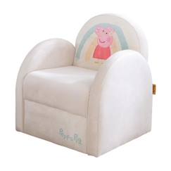 Chambre et rangement-Chambre-ROBA Fauteuil Bébé en Velours Peppa Pig - Fauteuil Club pour Enfant - Assise Confortable avec Accoudoirs - Beige