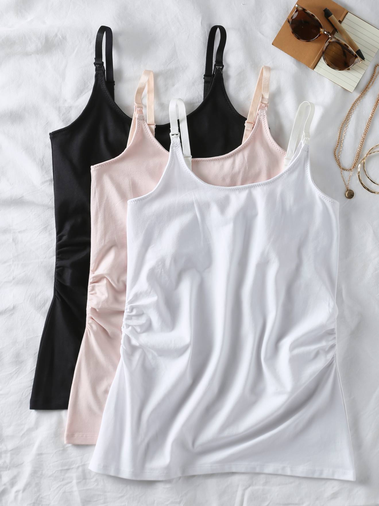 Lot de 3 débardeurs grossesse et allaitement blanc