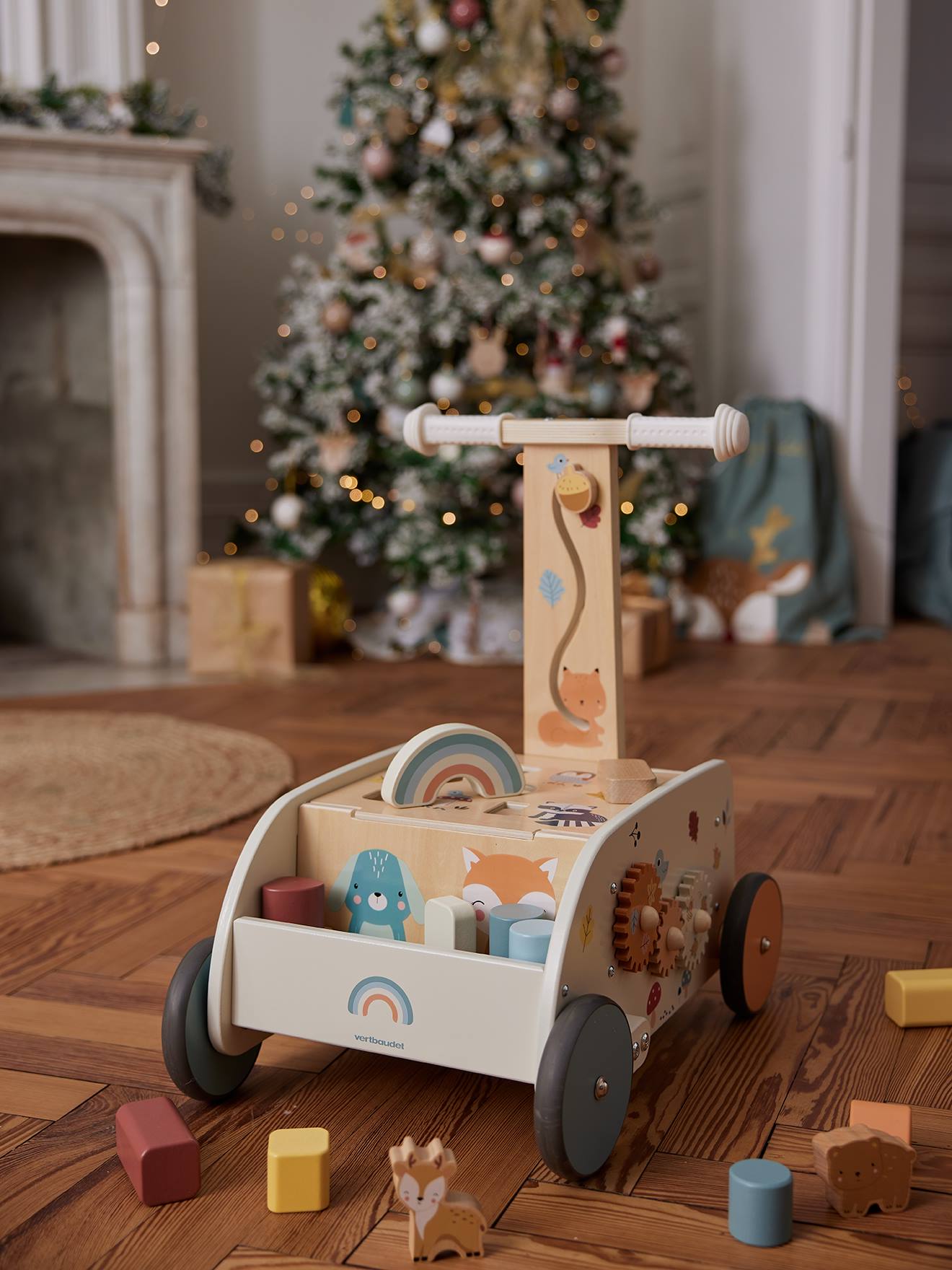 Chariot de marche 2 en 1 Les amis de la forêt en bois FSC® bois (Vertbaudet) - Image 1
