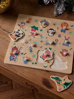 Jouet-Puzzle boutons Les animaux joyeux en bois FSC®