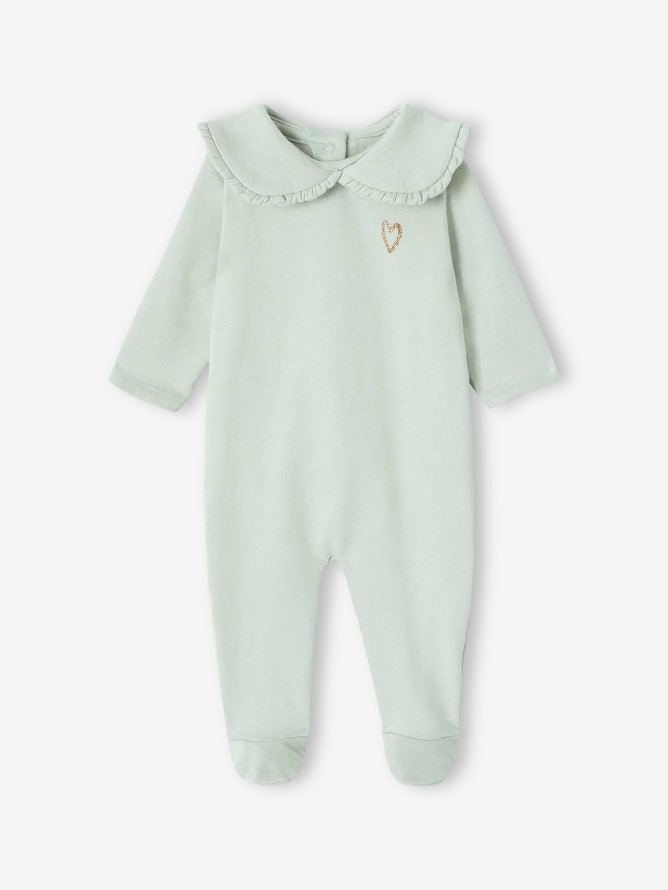 Lot de 2 pyjamas bébé fille en molleton vert sauge (Vertbaudet) - Image 1