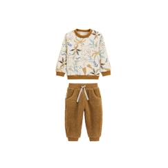 -Ensemble bébé sweat-shirt en molleton et pantalon en sherpa Lamascotte - PETIT BEGUIN - Garçon - Ecru - Blanc