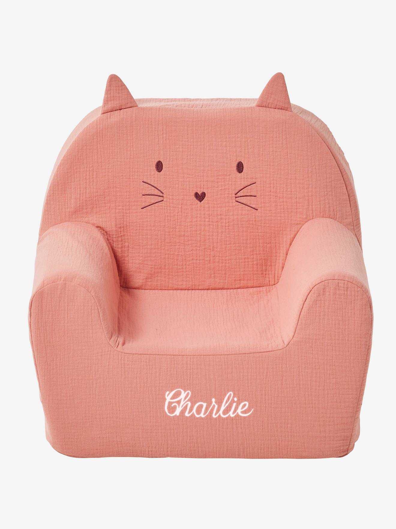 Fauteuil en mousse personnalisable Chat vieux rose