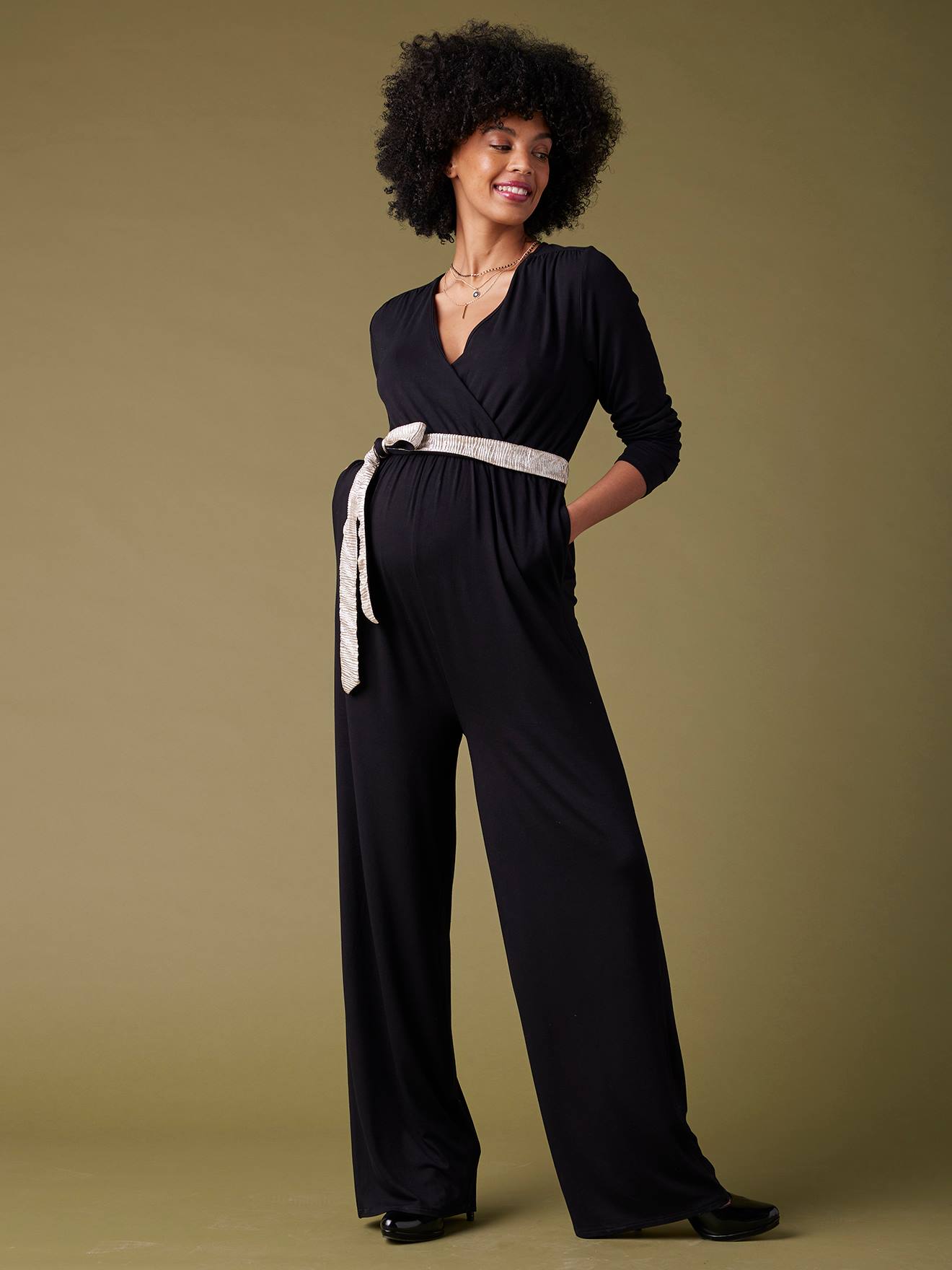 Combinaison large de grossesse et allaitement ceinture réversible noir