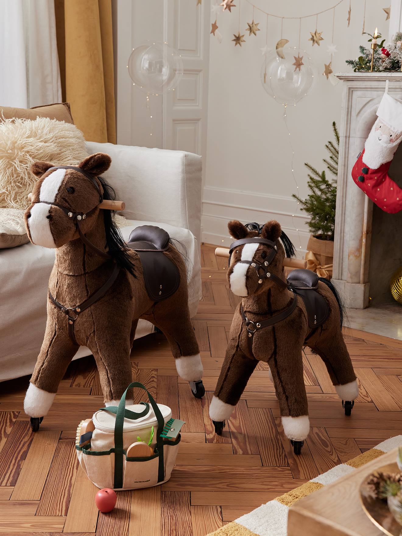 Licorne à roulettes en bois FSC® grand cheval