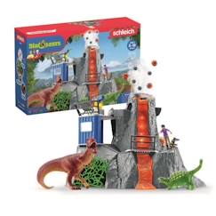 Jouet-Expédition au grand Volcan, 1 figurine de chercheuse et 2 jouets dinosaures, Pour enfants dès 5 ans, Schleich 42564 DINOSAURS