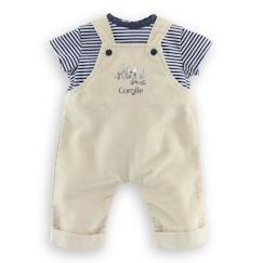 Jouet-T-Shirt et Salopette Écru Bords de Loire - COROLLE - 36 cm - Rayé bleu marine et écru - Enfant - Mixte