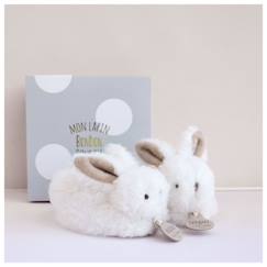 Jouet-DOUDOU ET COMPAGNIE Lapin - Coffret chaussons avec hochet Taupe 0-6 mois