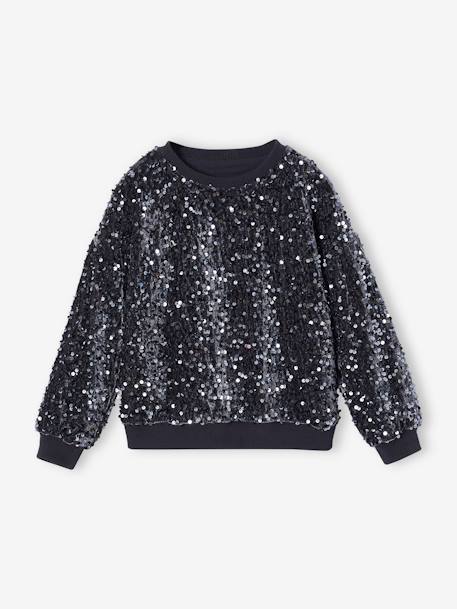 Fille-Pull, gilet, sweat-Sweat à sequin Noël fille