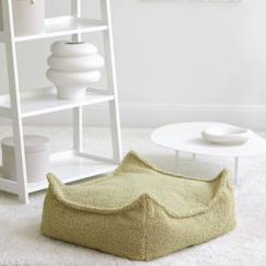 Chambre et rangement-Pouf enfant carré bouclette BOUCLYN vert matcha