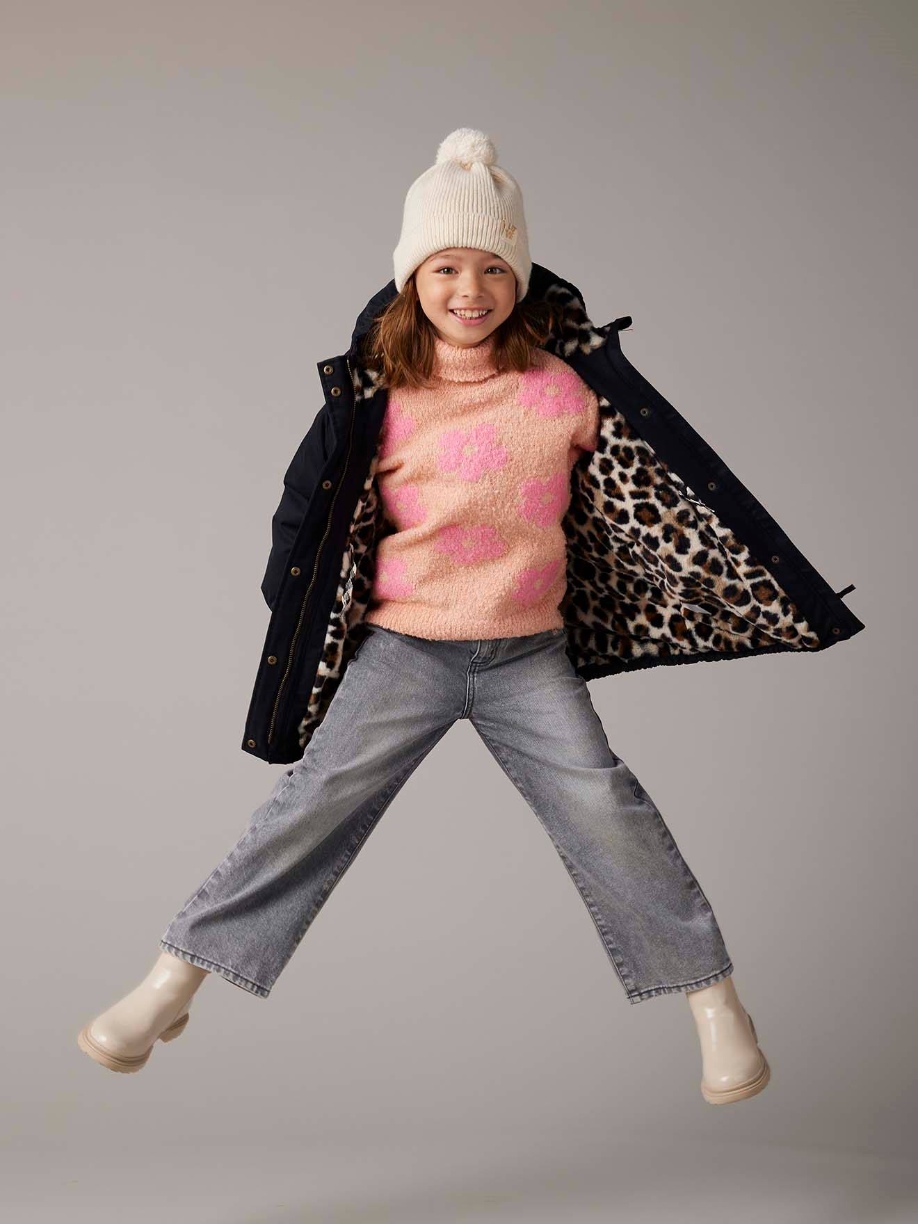 Jean fille large denim gris