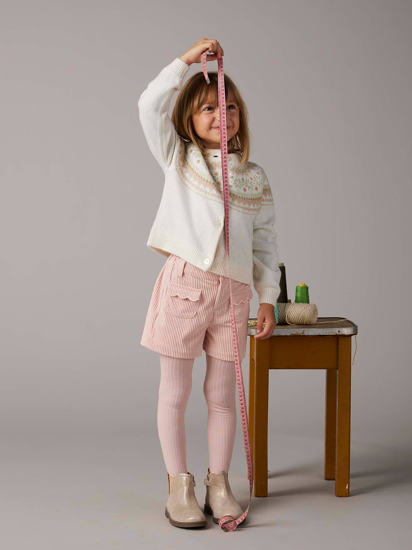 Short En Velours Côtelé VERTBAUDET Pour Fille - Poches Festonnées, Ceinture Ajustable, 100% Coton - Conférable Et Stylé Pour L'hiver
