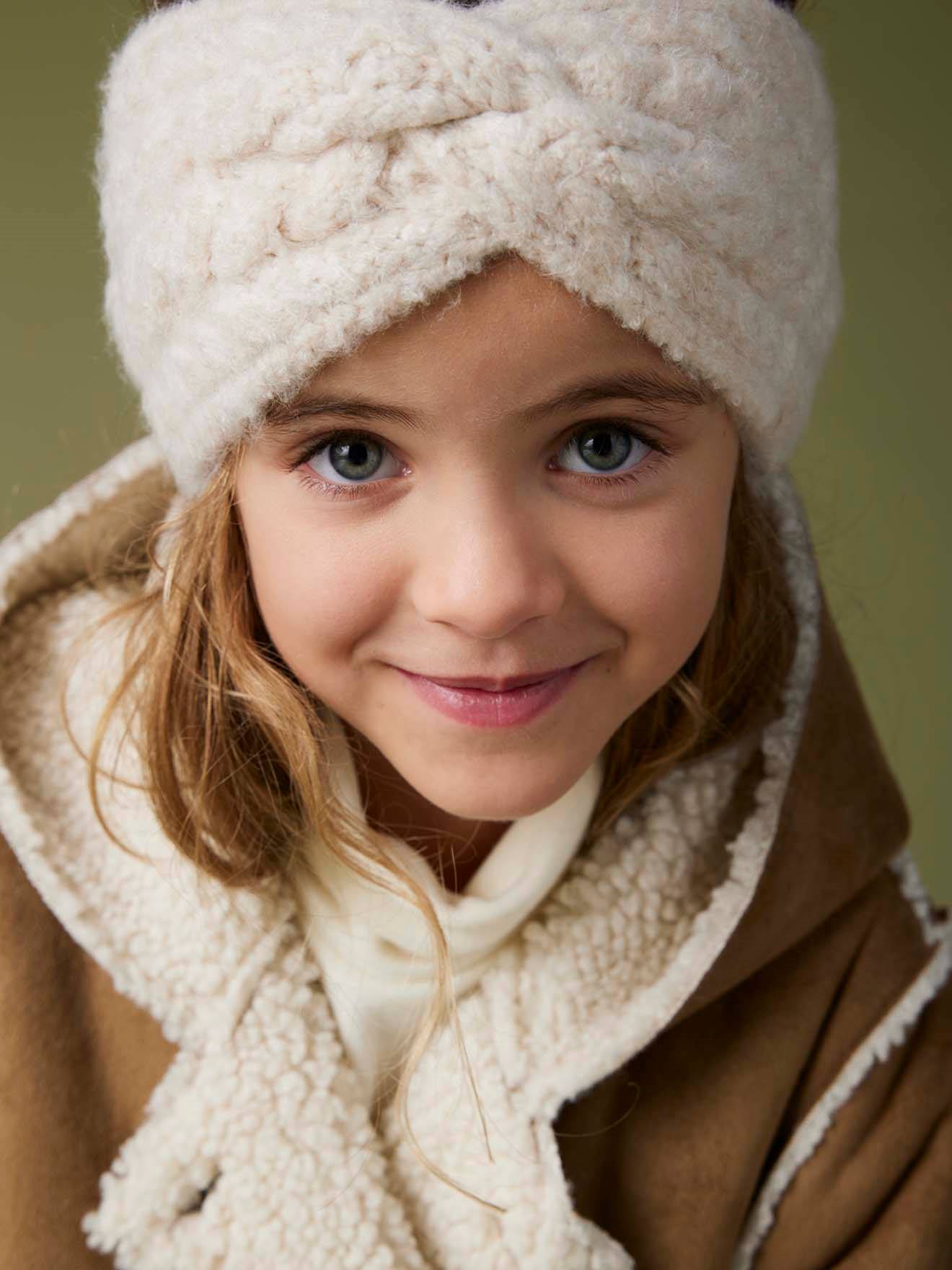 Manteau fille à capuche peau lainée réversible marron