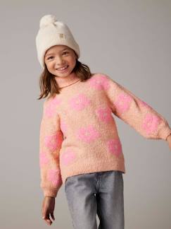 Pull fille col roulé maille mousseuse maxi motifs  - vertbaudet enfant