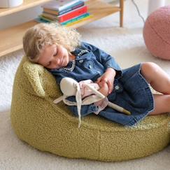 Chambre et rangement-Pouf enfant ourson bouclette DOUDOU vert matcha