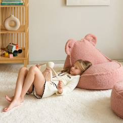 Chambre et rangement-Pouf enfant ourson bouclette DOUDOU rose