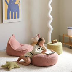 Chambre et rangement-Pouf enfant rond bouclette OTTOMAN rose