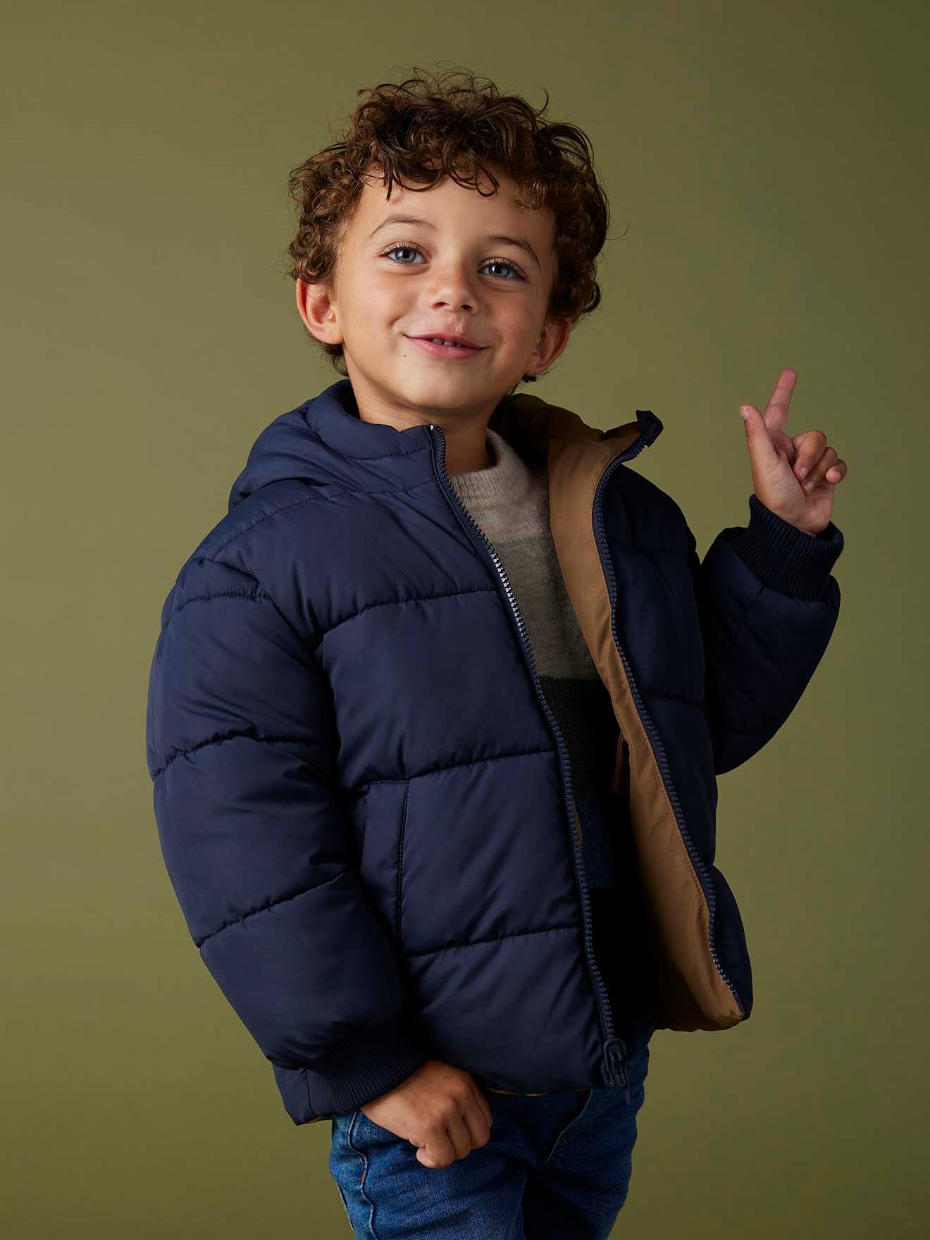 Parka à capuche réversible garçon bronze
