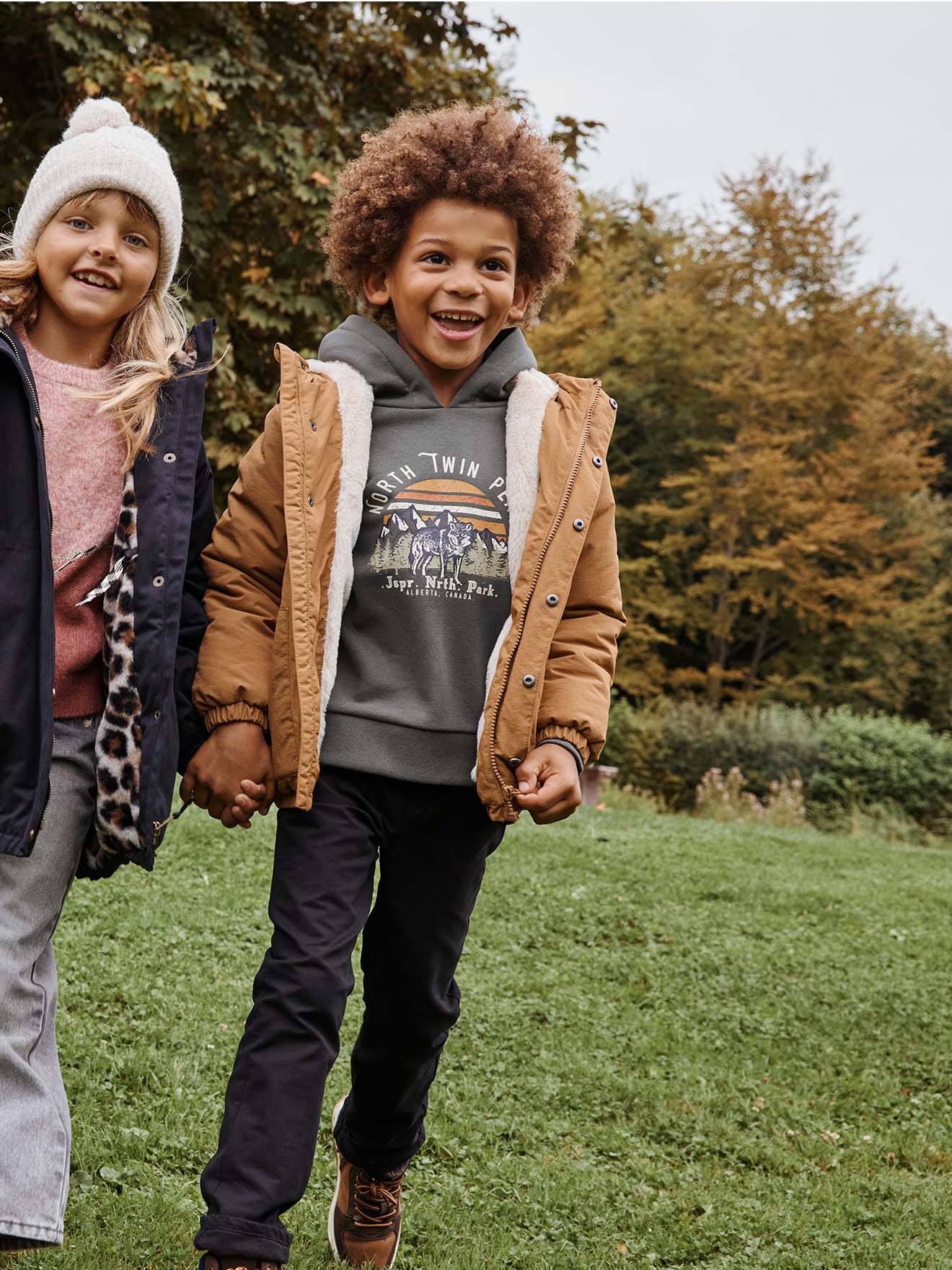 Parka à capuche doublure fausse fourrure garçon bronze