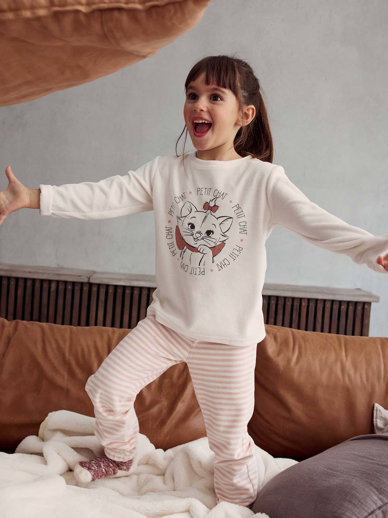 Pyjama fille velours Disney Marie Les Aristochats rose pâle