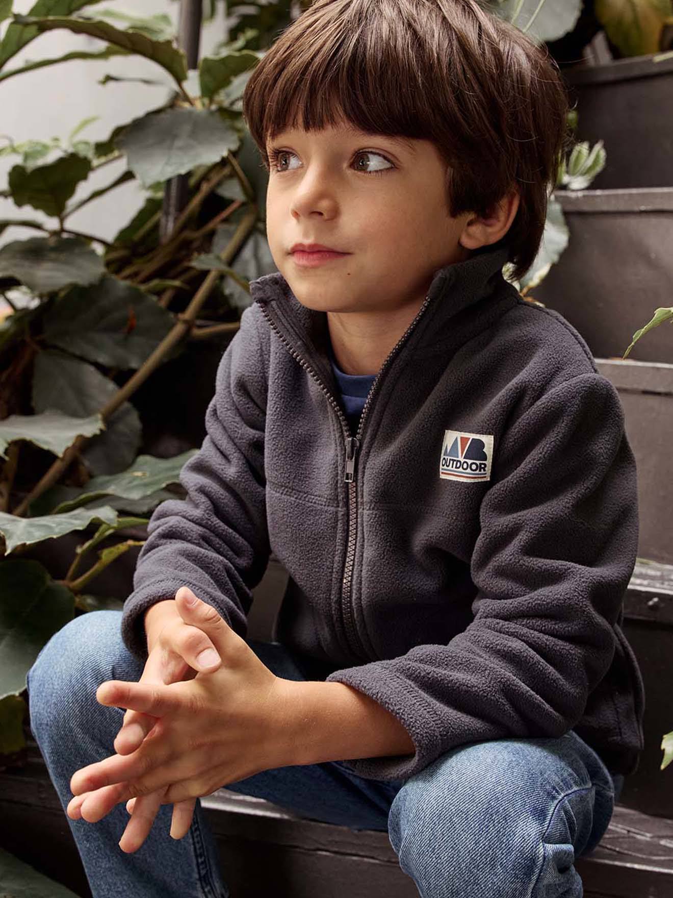 Sweat zippé en maille polaire garçon anthracite