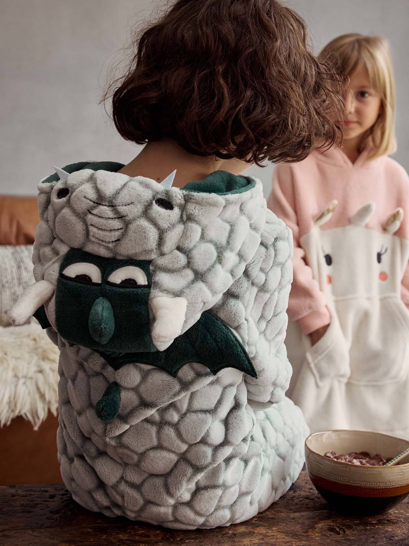 Combi-pyjama à capuche dragon garçon vert