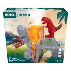 Jouet-Brio Volcan en Eruption Dinosaure - Accessoire pour Circuit de Train en Bois - Action de Jeu sans Pile/avec Aimant - dès 3 Ans -