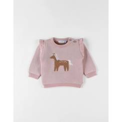 -Pull en tricot - MARQUE - Modèle - Col rond - Boutons en bois - Cheval appliqué 3D