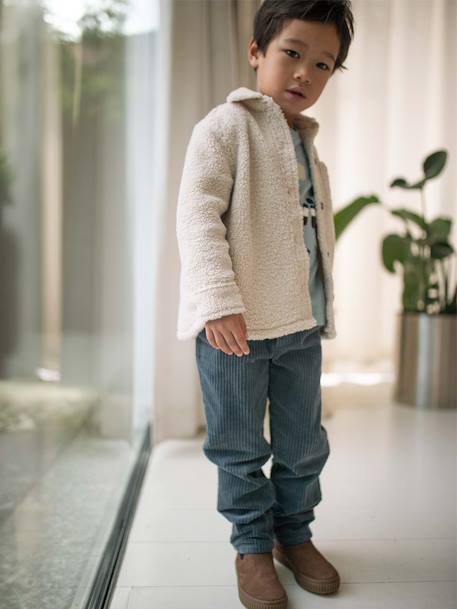 Pantalon en velours côtelé garçon facile à enfiler bleu ardoise+vert sapin 1 - vertbaudet enfant 