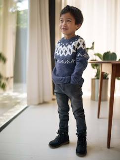 Pull jacquard garçon col rond   - vertbaudet enfant